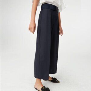 Club Monaco Christobelle Belted Wool Wide Leg Crop Pants in Dark Navy Blue, sz 6